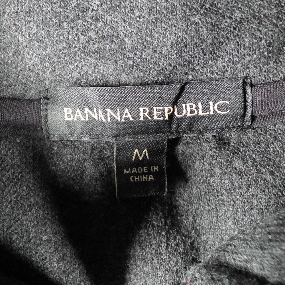 Banana‎ Republic Quarter Zip Sweater Mens Medium Gray Mock Neck Pullover Knit